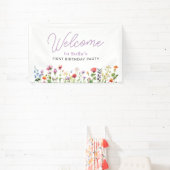 Wildflower Floral 1st Birthday Welcome Banner (InSitu)