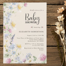 Wildflower Floral Babyparty-Einladung