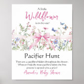 Wildflower Floral Bow Baby Shower Pacifier Hunt Poster (Vorne)