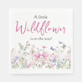 Wildflower Floral Coquette Pink Bow Baby Shower Serviette (Vorderseite)