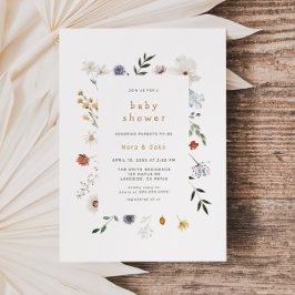 Wildflower Floral Frame Baby Shower Invitation Einladung