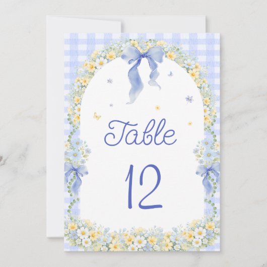 Wildflower Floral Gingham Table Number (Vorderseite)