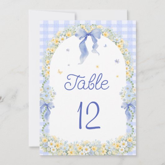 Wildflower Floral Gingham Table Number (Rückseite)
