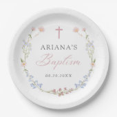 Wildflower Floral Girl Baptism Pappteller (Vorderseite)