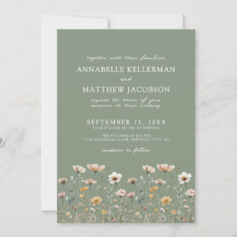 Wildflower Floral Green Wedding Einladung