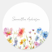Wildflower Floral Personalized Runder Aufkleber (Vorderseite)