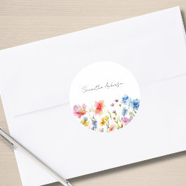 Wildflower Floral Personalized Runder Aufkleber