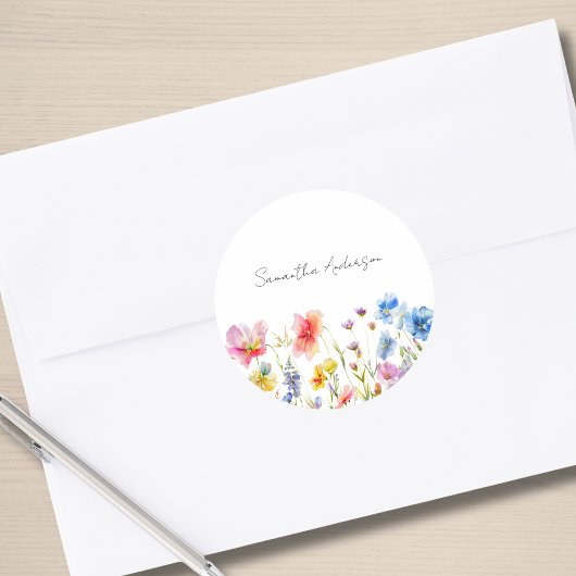 Wildflower Floral Personalized Runder Aufkleber