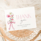 Wildflower Floral Pink Bow Graduation Dankeskarte