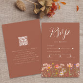 Wildflower Floral Terracotta Meal Options QR code RSVP Karte