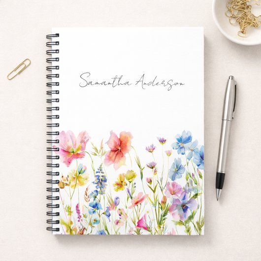 Wildflower Floral Watercolor Personalized  Notizblock