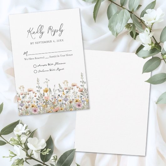 Wildflower Floral Wedding RSVP Karte