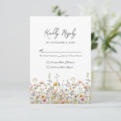 Wildflower Floral Wedding RSVP Karte (Stehend Vorderseite)