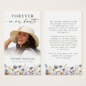 Wildflower Forever In Our Hearts Photo Prayer Card (Vorne & Hinten)