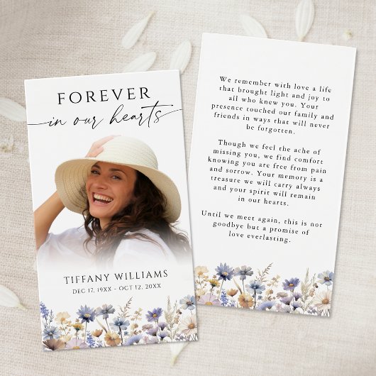 Wildflower Forever In Our Hearts Photo Prayer Card