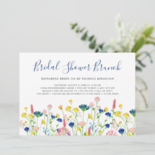 Wildflower Garden Bridal Shower Brunch Invitation Einladung (Stehend Vorderseite)