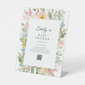 Wildflower Garden Charm Baby Shower QR Code Sockelschild (Vorderseite)