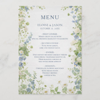 Wildflower Garden Chic Wedding Menu Menükarte