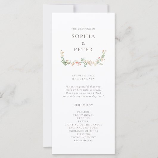 Wildflower Garden Floral Ceremony Program (Vorderseite)