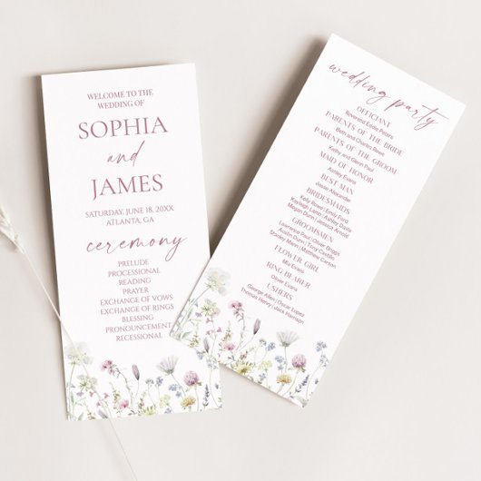 Wildflower Garden Floral Wild Flowers Wedding Programm