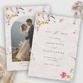 Wildflower Garden Modern Blush Pink Photo Wedding Save The Date