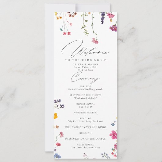 Wildflower Garden Modern Elegant Wedding Program (Vorderseite)
