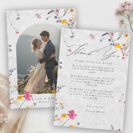 Wildflower Garden Modern Ivory Arch Photo Wedding Dankeskarte