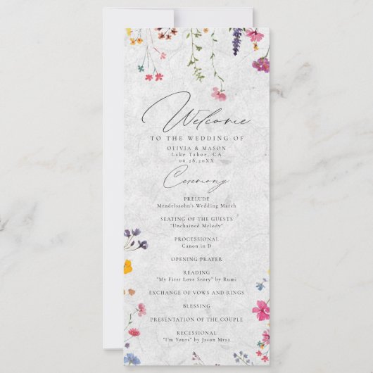 Wildflower Garden Modern Ivory Wedding Program (Vorderseite)