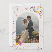 Wildflower Garden Modern Pink Blush Arch Wedding Dankeskarte (Rückseite)