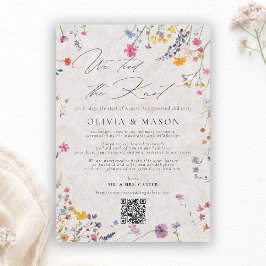 Wildflower Garden Modern Pink Wedding Announcement Einladung