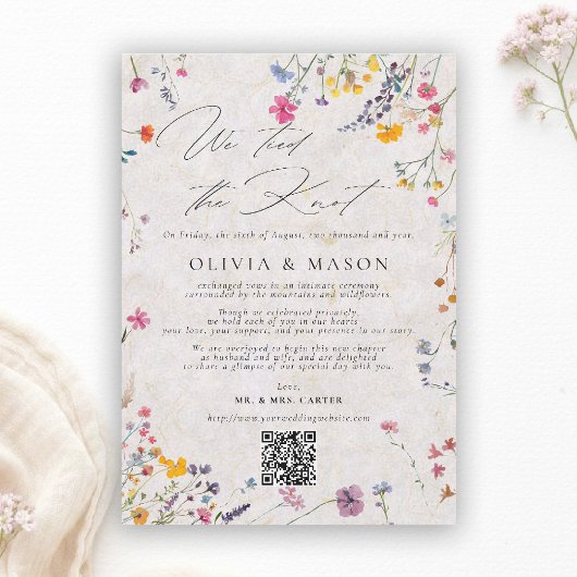Wildflower Garden Modern Pink Wedding Announcement Einladung