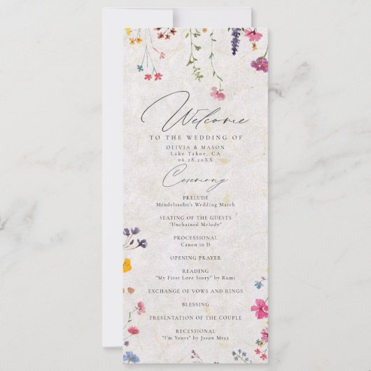 Wildflower Garden Modern Pink Wedding Program (Vorderseite)