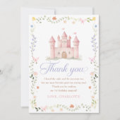Wildflower Garden Princess Castle 1st Birthday Dankeskarte (Vorderseite)