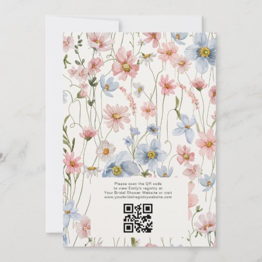 Wildflower Garden QR Code Registry Bridal Shower Einladung (Rückseite)