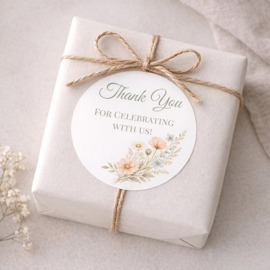 Wildflower Garden Thank You Runder Aufkleber