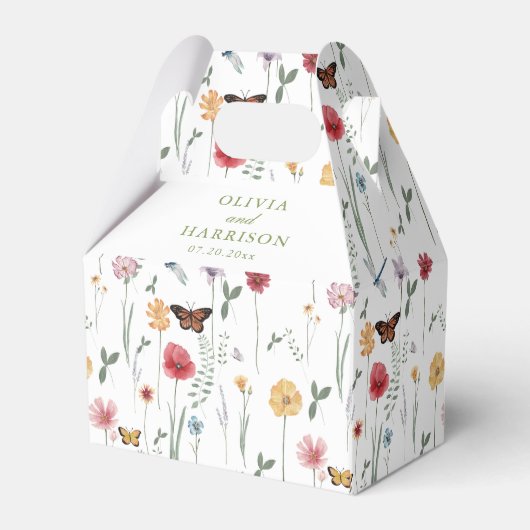 Wildflower Garden Wedding Favor Box Geschenkschachtel (Rückseite)