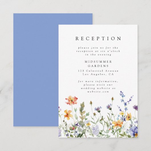 Wildflower Garden Wedding Reception Enclosure Card Begleitkarte (Vorne/Hinten)