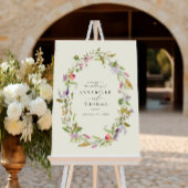 Wildflower Garden Wreath Greenery Wedding Sign Poster