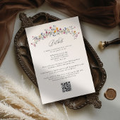 Wildflower Grace Elegant QR Code Wedding Details Begleitkarte