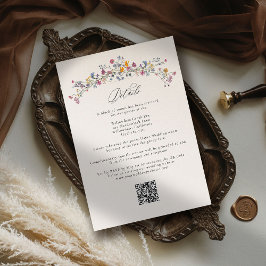Wildflower Grace Elegant QR Code Wedding Details Begleitkarte
