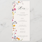Wildflower Grace Modern Floral Elegant Wedding Menükarte (Vorderseite)