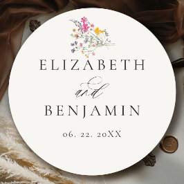 Wildflower Grace Modern Floral Romantic Wedding Runder Aufkleber