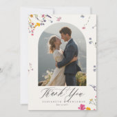 Wildflower Grace Modern Watercolor Arch Wedding Dankeskarte (Vorderseite)