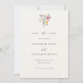 Wildflower Grace Modern Watercolor Photo Wedding Save The Date (Vorderseite)