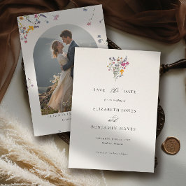 Wildflower Grace Modern Watercolor Photo Wedding Save The Date