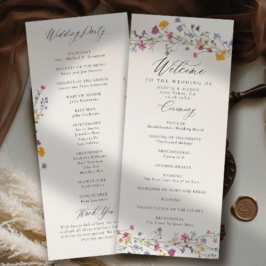 Wildflower Grace Moderne Elegante Hochzeitsprogram