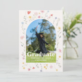 Wildflower graduation invitation einladung (Stehend Vorderseite)