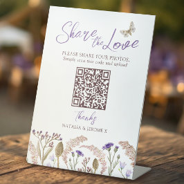 Wildflower grass watercolor fall wedding QR Sockelschild