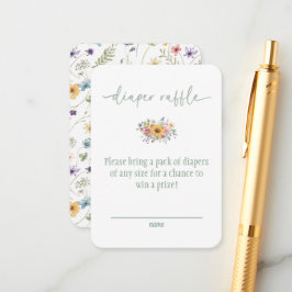 Wildflower Green Baby Shower Diaper Raffle Card Begleitkarte