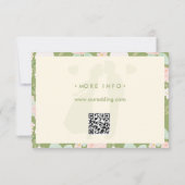 Wildflower-Grün-Gingham-Bogen-QR-Code-Hochzeit RSVP Karte (Rückseite)